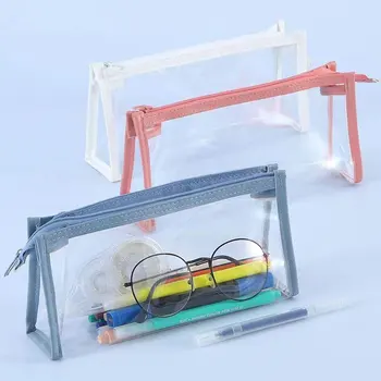 1 buc PVC Transparent de Mare Capacitate Sac de Creion cu Fermoar rezistent la apa Portabil Pix Creion Pungă Pungă de Elevi Papetărie, Rechizite Școlare