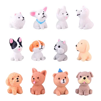 12 Buc Mini Catelus Minunat Câini Decorare Tort Jucărie Vie Statui Rășină Figurine Mici De Modelare Meserii Animale Pentru Copii