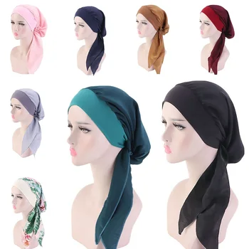 2023 Noi Elastic Moda Turban Pălărie De Culoare Solidă Femei Iarna Cald Văl Capota Interior Hijabs Capac Musulmane Hijab Femme Înfășurați Capul