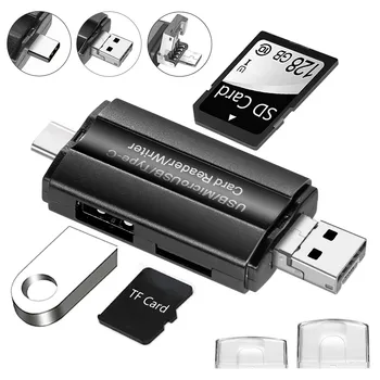 3-în-1 SD TF Carte de Lectură de Înaltă Viteză Cinstea Cititor de Card pentru Samsung Huawei Mobilephone Adaptor de Tip C USB 2.0 OTG Card Reader