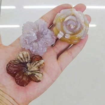 4-5cm 1 buc Naturale de Floare de Cires Agat de Vindecare Reiki de Sculptură în Cristal Flori Meserii Minerale Palma Piatra DIY Decorare