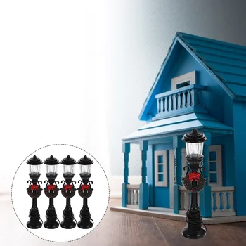 4 Buc Mini-Street Light Model De Simulare Lampa Felinar Decor Cameră De Jucărie Casa Scena Abs Mici Retro