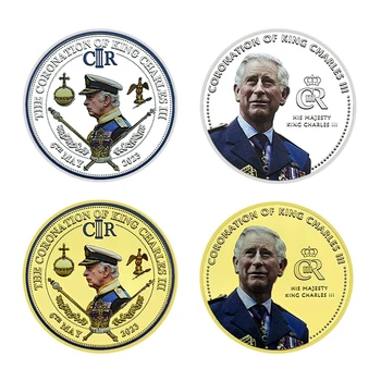 4buc/set BRITANIE Regele Charles III de Aur și Monede de Argint Commemroative Medalii de Artizanat Suvenir Ornamente