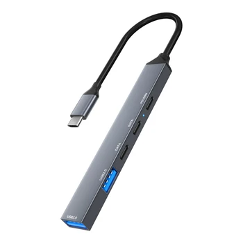 5 În 1 USB C Docking Station USB3.0 5Gbps de Tip C USB Hub PD 100W Tip C Extender Hub Plug and Play pentru PC Laptop