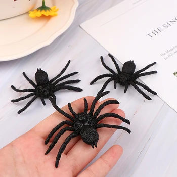 5Pcs Black Spider Web Noutate Jucărie Halloween Decorative Păianjeni Casa Bantuita Prop Glumă Truc Jucării de Plastic Fals Spider