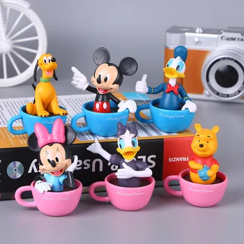 6 buc/lot Disney Actiune si Jucarie Figurine Copii Jucarii Mickey, Minnie, Donald Duck Cupa Styling Peisaj Papusa Decorare Jucării