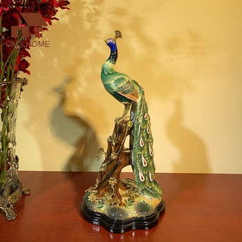 American ceramice cu cupru păun lampă de masă ornamente