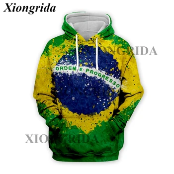 Brazilia Flag 3D Hanorace Barbati Moda Brazilia Hanorac Jachete cu Maneci Lungi Hoodie Coat Unisex Casual Top Streetwear