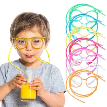 Creative Paie Ochelari Jucarii Pentru Copii De Vară Mustață Distractiv Plastic Moale De Paie De Băut Jucării De Artă Forma Petrecere Accesorii En-Gros