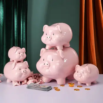 Cute Cutie Bani De Nunta Monedă Ceramice Secret Copii De Economisire În Condiții De Siguranță Ascunse De Porc Pusculita Roz Portelan De Stocare Adult Cadou Ușor