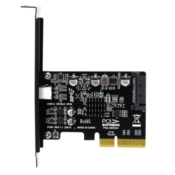 Desktop PCIe X4 de Tip C USB3.2 Gen2X2 20Gbps Drive-Gratuit Expansiune Riser Card ASM3242 Host Controller Card