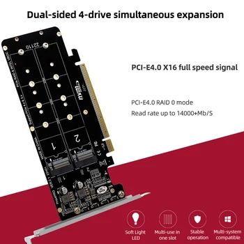Față-Verso 4-Disk RAID Matrice de Expansiune Adaptor Split Card Matrice Card de Expansiune PCIeX16 La M. 2