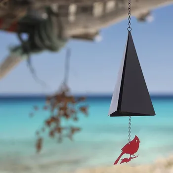 Fier De Artă Triunghi Vânt Bell Pandantiv Unic De Vânt Chime Agățat De Perete Ornament Creative Mare Clopot Curte În Aer Liber, Grădină Decor