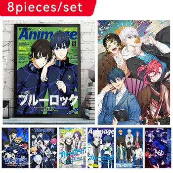 Fierbinte Postere Albastru De Blocare Anime Decor Acasă Pictura Autocolante De Perete Impermeabil Alb Poster Cu Imagini Decorative Pentru Living Sala De Mese
