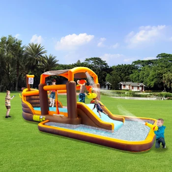 Gonflabila Big Bounce Casa Curte loc de Joaca Slide Water Park Bouncer cu vas de Croazieră design Splash Pool & Baschet