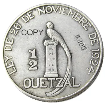 Guatemala 1925 1/2 Quetzal Argint Placat Cu Copia Fisei