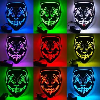 Halloween Neon Masca De Bal Mascat, Masca De Lumină Crește În Întuneric Înfricoșător Masca De Burlaci Petrecere Stralucitoare V Masca