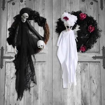 Halloween Ușă Decor Negru Fantomă Albă Sângerare Fantomă Femeie Înaltă Calitate De Cadou De Vacanță Decorare