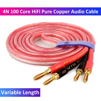 HiFi Placat cu Aur Cablu Difuzor High-End 4N Sistem de Boxe fără Oxigen Cupru Pur cu Mufă Banană (Singur Cablu pentru 1 Difuzor)