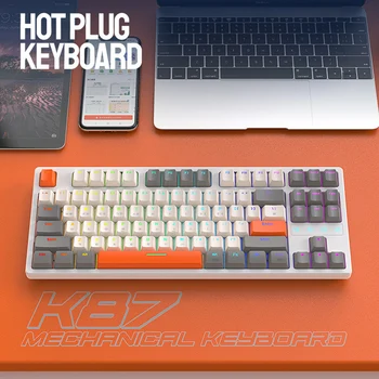 K87 Tastatură de Gaming 87 de Taste Tastatură fără Fir Bluetooth-Compatibil RGB lumina de Fundal coreean 3 Moduri pentru Notebook Laptop, Desktop