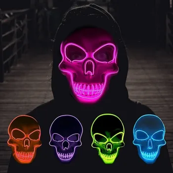 Led-uri Strălucire Craniu Masca Halloween Masca PVC Multi-color Amuzant elemente de Recuzită de Cosplay Petrecere Masca Fata Complet