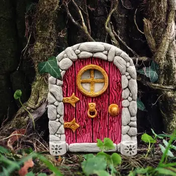 Miniatura Zână Ușa Casa De Creatie De Arta Curte Mini Arc De Fereastră Ușă Gaură De Șoarece Decor În Aer Liber De Sculptură De Grădină Elf Ambarcațiunile De Decor