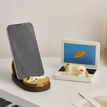 Nordic Rășină Animal Suport De Telefon Telefon Mobil Pisică Stand Suport Ornament Figurine Home Office Desktop Creative Decor Acasă