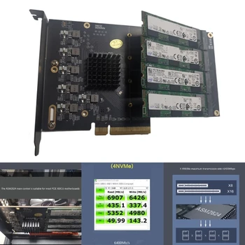 PCIe M. 2 NVME 2280 SSD Suport 4 Disc Moale Matrice RAID Card de Expansiune Fără Șofer ASM2824 Mare Cip de Control 896C