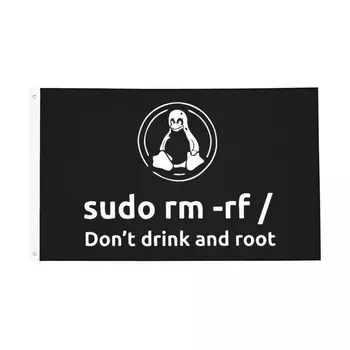 Programator Programare Codificare Coder Pavilion se Estompeze Dovada Interioară în aer liber Banner Linux Root Sudo 2 Garnituri Agățat Decor 3x5 FT