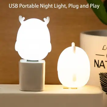 Puiul de Cerb de Noapte, Lumina Alb /Calda Plug and Play Lumina de Noapte USB Reîncărcabilă Pentru Copii Cadouri pentru Copii Noptiera Dormitor Lampa de Noapte