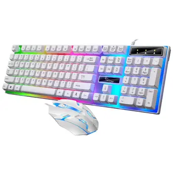 RGB Tastatură de Gaming Gamer Tastatura și Mouse-ul Kit Ergonomic cu Fir Tastatură Mecanică Mouse Combo 104 Cheie pentru Windows Pc Gameri
