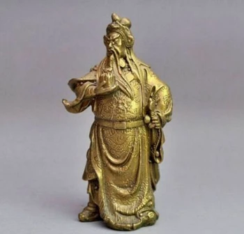 Rare Chineză bronz alamă Dragon Warrior Guan Gong