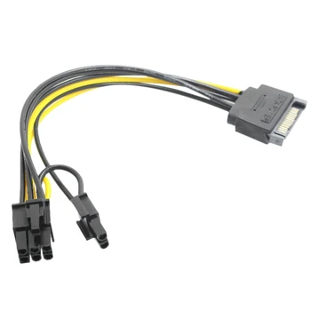 SATA 15Pin de sex Masculin la 8pini(6+2) PCI-E Cablu de Alimentare Cablu SATA 15 Pini la 8 Pini Cablu 18AWG Sârmă pentru Card Grafic(1buc)