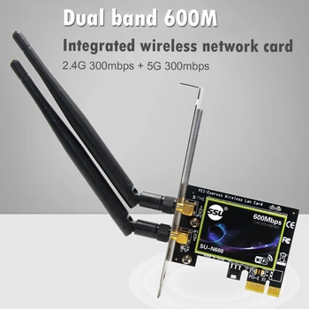 SU-client n600 Dual Band 600Mbps PCI-E placa de Retea Wireless 2.4 G/5GHz PCI Express Gigabit Ethernet Adaptor pentru Calculator Desktop