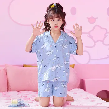 Sanrioed Anime Melodie Cinnamoroll Kuromi Băieți Fată Costum Pijama De Vara Tricou Maneca Scurta Pantaloni Scurți, Pijamale Copii, Imbracaminte Casual