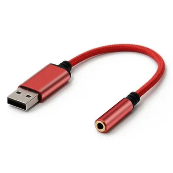USB-3.5 mm Jack pentru Căști, Adaptor Audio,Stereo Extern placa de Sunet pentru PC, Laptop,pentru PS4,pentru Mac Etc (0.6 Metri,Rosu)