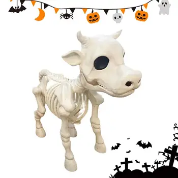 Vaca Schelet Decor De Halloween Cal Realist Schelet Statuie Cimitir Prop Efect De Groază Halloween Curte Ornamente