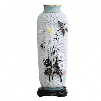 Vaza Ceramica Living Aranjament De Flori De Artizanat Echipamente Ornamente High-End Chineză Cadou Chaozhou Curio Raft Decor