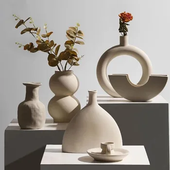 Vaza Ceramica Nordic Decor Acasă Decorare Camera Suport Lumanare Ghiveci Decor Desktop Art Vaze De Flori Dropshipping