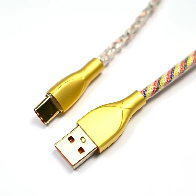 Tip C pentru Cablu de Date USB Tastatură Mecanică Cablu Spiralat RGB Light-Emitting Cablu Joc Tastatură Cablu Negru