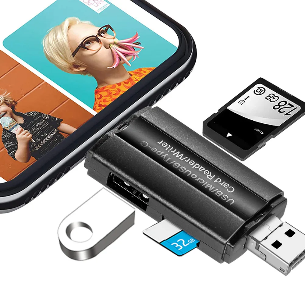 3-în-1 SD TF Carte de Lectură de Înaltă Viteză Cinstea Cititor de Card pentru Samsung Huawei Mobilephone Adaptor de Tip C USB 2.0 OTG Card Reader