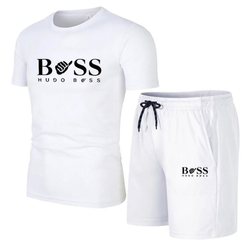 2023 Vară Bărbați;s T-Shirt + pantaloni Scurți Costum de Fitness Costum Sport Brand de Imprimare de Moda Casual Mâneci Scurte tricou Sport seturi
