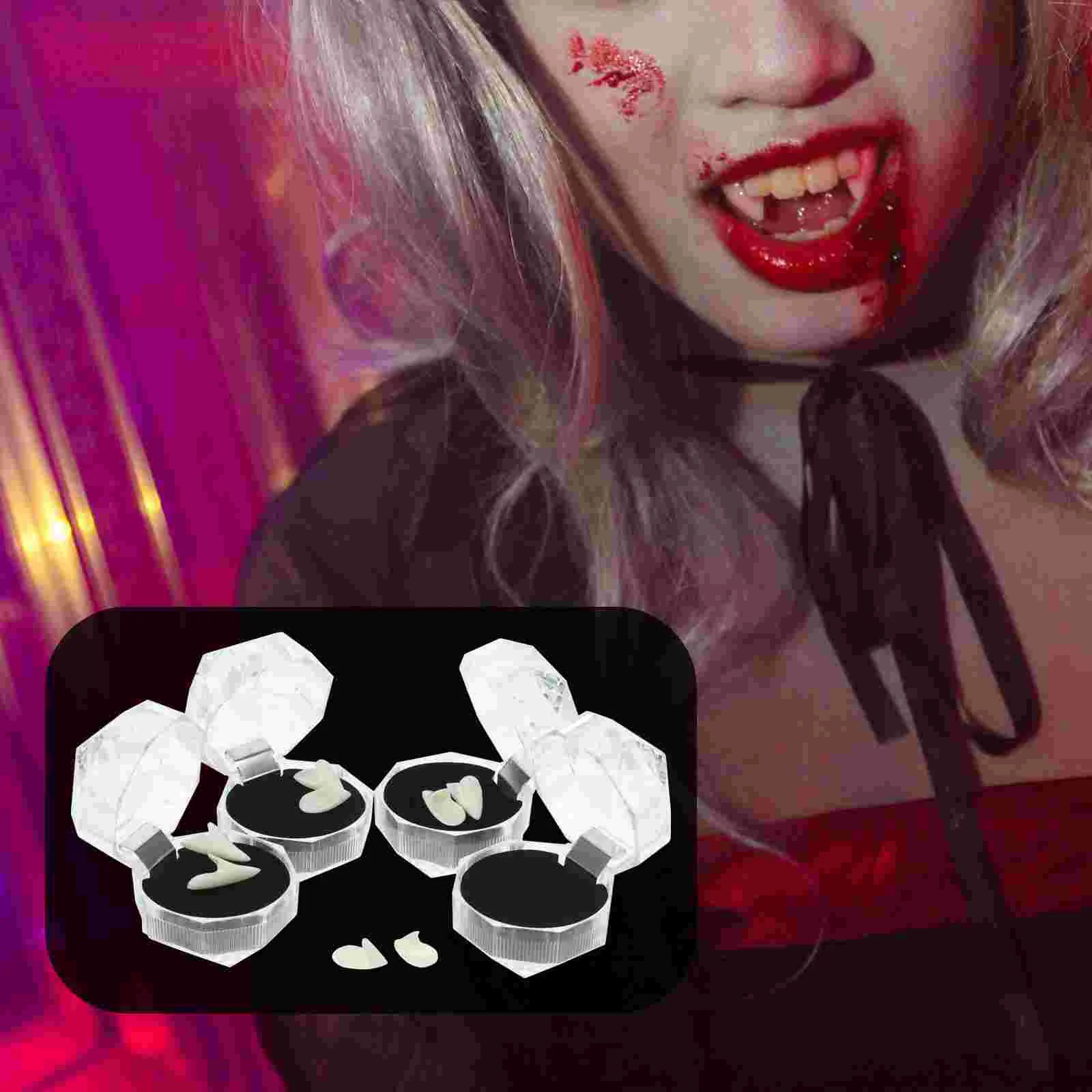 4 Perechi de Personalizat Colți Cosplay Dinti de Proteza Petrecere de Halloween elemente de Recuzită (4 Perechi Ambalate, 13 mm+15 mm+17mm+19mm) Hallowen