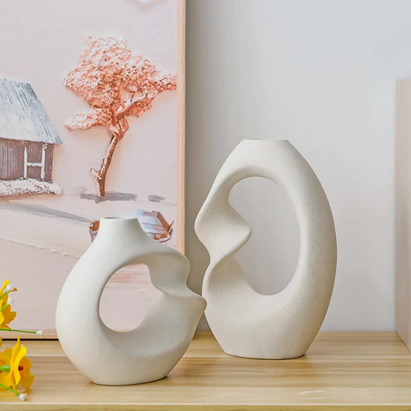 Vaza ceramica pentru Decorațiuni interioare Moderne Vaza Set de 2 Rezumat Vaza pentru Flori Uscate Vaza Decor pentru Masa de Cafea Centrala