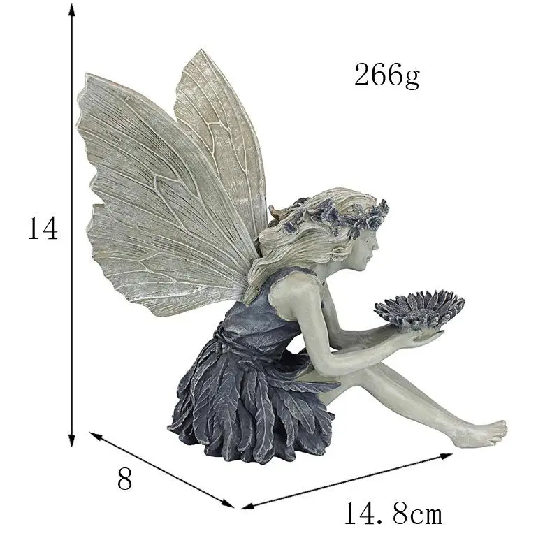 1/2 BUC Minunilor Zână Floare Statuie Decor Gradina Înger Înger Fata Ornament A4z5 Deco Rășină Figurine în aer liber Aripa