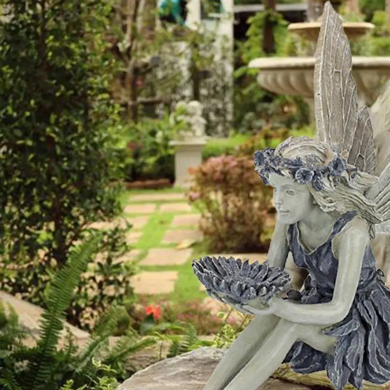 1/2 BUC Minunilor Zână Floare Statuie Decor Gradina Înger Înger Fata Ornament A4z5 Deco Rășină Figurine în aer liber Aripa