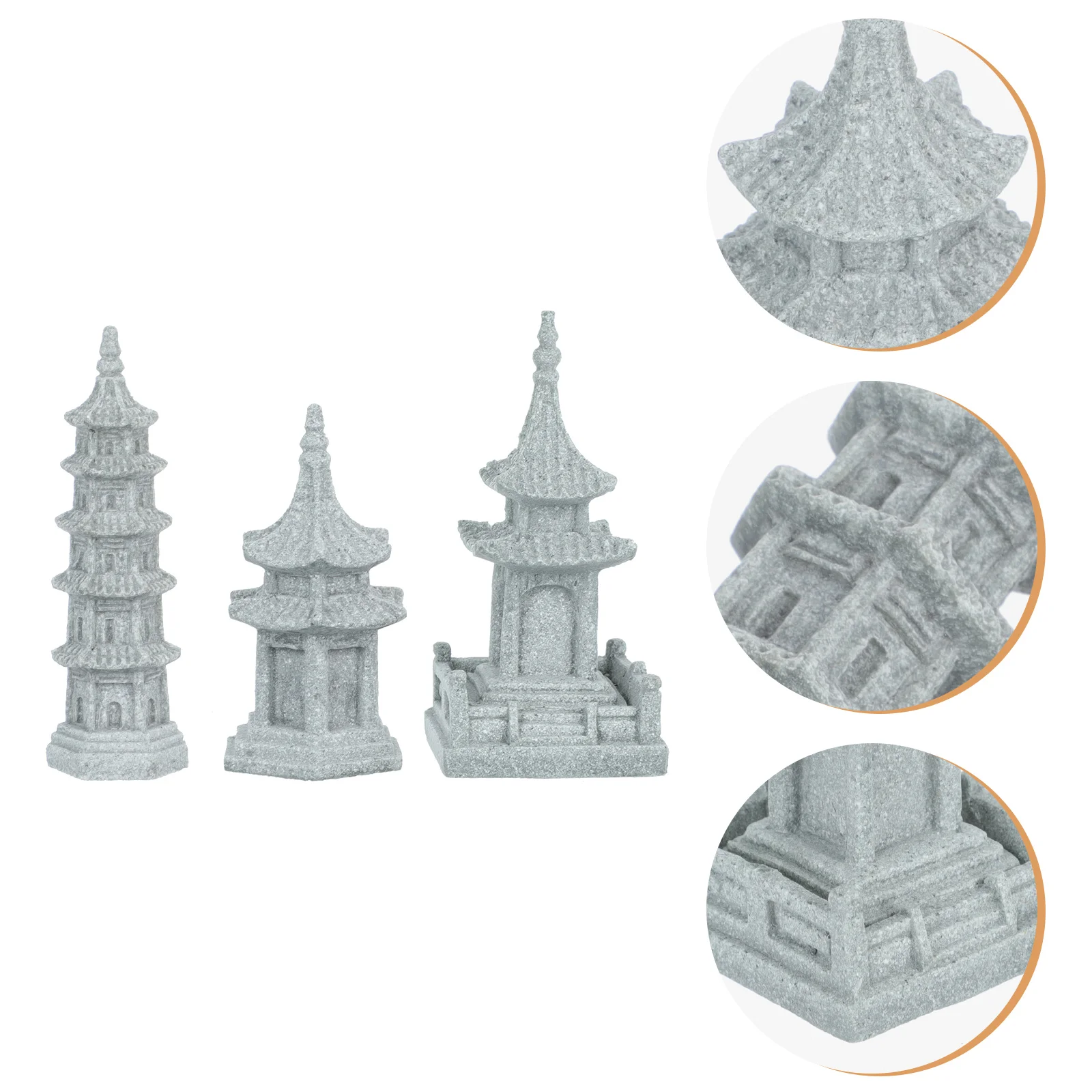 pagoda statuie turn: ceramica figurine 3pcs medii vaza de flori acvariu diy peisaj ornament pentru gradina zen decor acasă