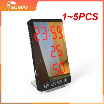 1~5PCS Inch Oglindă cu LED-uri Ceas Deșteptător Touch Control Ceas Digital de Perete Timp de Temperatură și Umiditate USB Display Birou Ceas pentru Dormitor