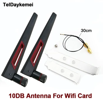 2 x 10DBi 6DBi RP-SMA Antenă Externă Set Cu MHF4 Cablu prelungitor Dual Band 2.4 GHz și 5GHz Pentru M. 2 WiFi Card AX210 AX200