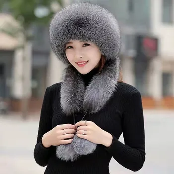 2023 Femei De Iarnă Faux Blana Nurca Catifea Mongolă Pălărie Eșarfă Cap O Bucată Caldă De Moda Noua Printesa Zăpadă Acoperă